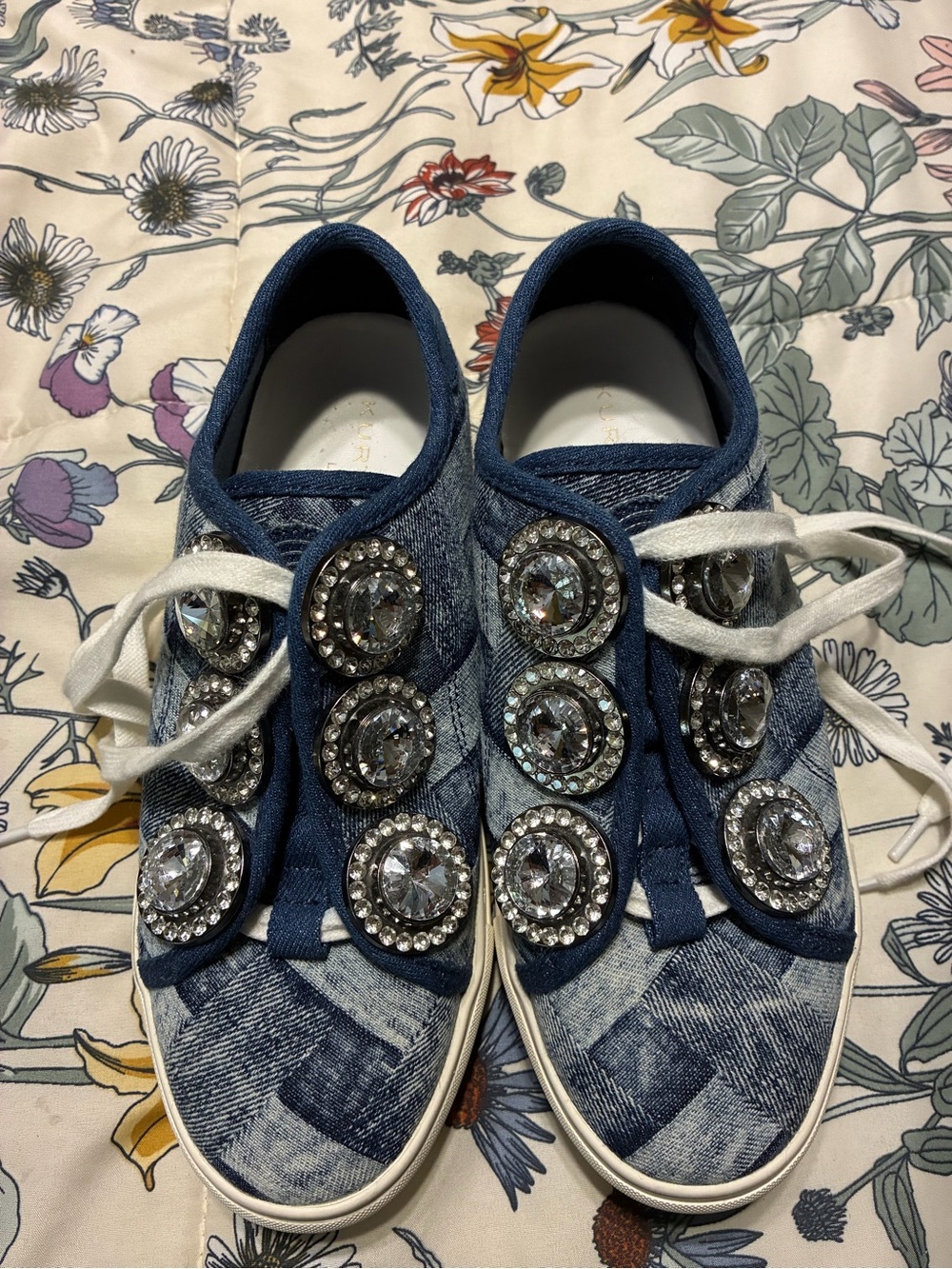 Kurt Geiger Denim Crystal Embellished Sneakers - Blue